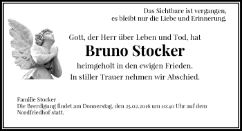 Todesanzeige von Bruno Stocker von Rheinische Post