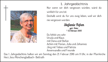 Todesanzeige von Stefanie Foßen von Rheinische Post