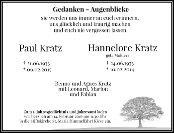 Todesanzeige von Paul  Kratz von Rheinische Post
