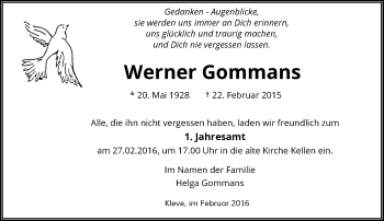 Todesanzeige von Werner Gommans von Rheinische Post
