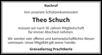 Todesanzeige von Theo Schuch von Rheinische Post