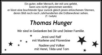 Todesanzeige von Thomas Hunger von Rheinische Post
