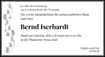 Todesanzeige von Bernd Iserhardt von Rheinische Post