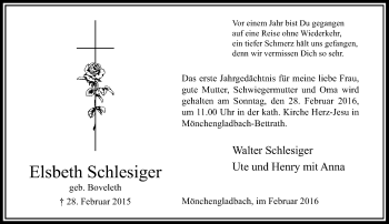 Todesanzeige von Elsbeth Schlesiger von Rheinische Post