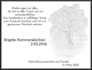 Todesanzeige von Brigitte Rommerskirchen von Rheinische Post