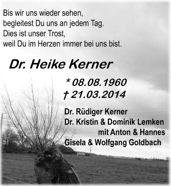 Todesanzeige von Heike Kerner von Rheinische Post