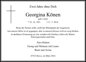 Todesanzeige von Georgina Könen von Rheinische Post