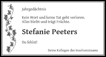 Todesanzeige von Stefanie Peeters von Rheinische Post