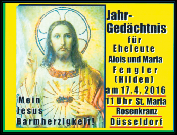 Todesanzeige von Alois und Maria Fengler von Rheinische Post
