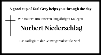 Todesanzeige von Norbert Niederschlag von Rheinische Post