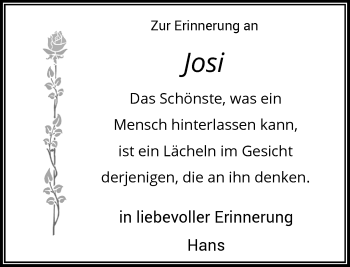 Todesanzeige von Josi  von Rheinische Post