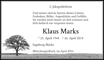 Todesanzeige von Klaus Marks von Rheinische Post