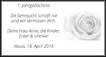 Todesanzeige von Die Sehnsucht  von Rheinische Post