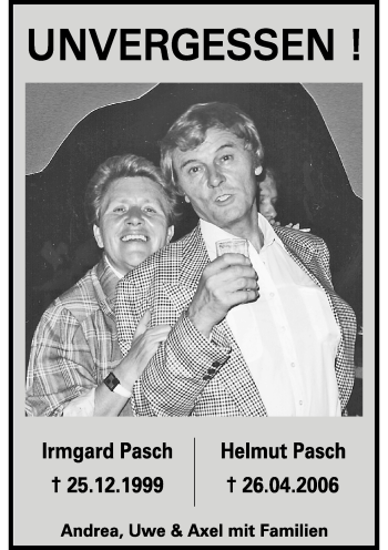 Todesanzeige von Irmgard und Helmut Pasch von Rheinische Post