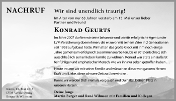 Todesanzeige von Konrad Geurts von Rheinische Post