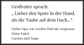 Todesanzeige von Großvater  von Rheinische Post