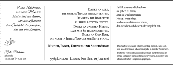 Todesanzeige von Rosi Braun von Rheinische Post