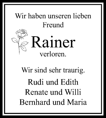 Todesanzeige von Rainer  von Rheinische Post