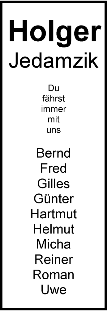 Todesanzeige von Holger Jedamzik von Rheinische Post