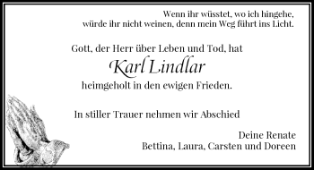 Todesanzeige von Karl Lindlar von Rheinische Post