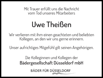 Todesanzeige von Uwe Theißen von Rheinische Post