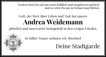 Todesanzeige von Andrea Weidemann von Rheinische Post