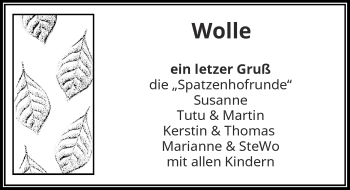 Todesanzeige von Wolle  von Rheinische Post