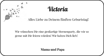 Todesanzeige von Victoria  von Rheinische Post
