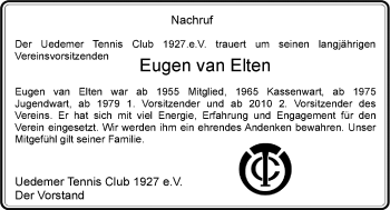 Todesanzeige von Eugen van Elten von Rheinische Post