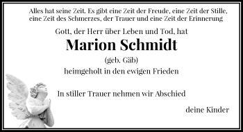 Todesanzeige von Marion Schmidt von Rheinische Post