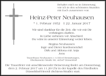 Todesanzeige von Heinz-Peter Neuhausen von Rheinische Post