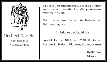 Todesanzeige von Herbert Derichs von Rheinische Post