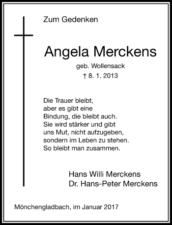 Todesanzeige von Angela Merckens von Rheinische Post