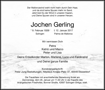 Todesanzeige von Jochen Gerling von Rheinische Post