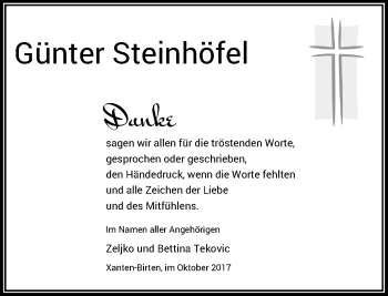 Todesanzeige von Günter Steinhöfe von Rheinische Post