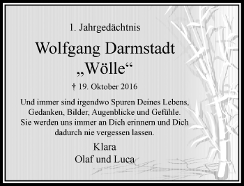 Todesanzeige von Wolfgang Darmstadt von Rheinische Post