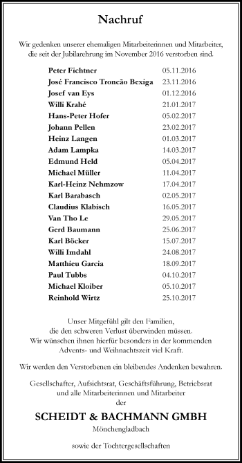 Todesanzeige von Wir gedenken  von Rheinische Post