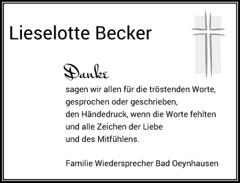 Todesanzeige von Lieselotte Beckert von Rheinische Post