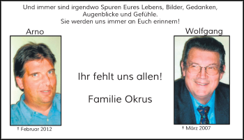 Todesanzeige von Arno und Wolfgang  von Rheinische Post