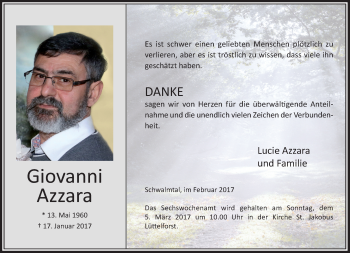 Todesanzeige von Giovanni Azzara von Rheinische Post