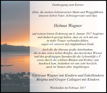 Todesanzeige von Helmut Wagner von Rheinische Post
