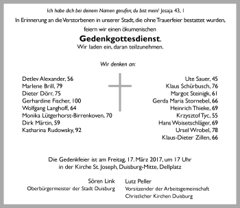 Todesanzeige von Gedenkgottesdienst  von Rheinische Post