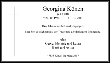 Todesanzeige von Georgina Könen von Rheinische Post