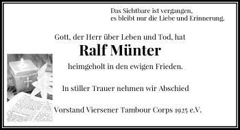 Todesanzeige von Ralf Münter von Rheinische Post