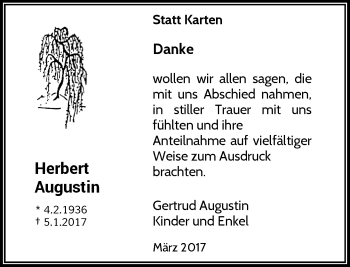 Todesanzeige von Herbert Augustin von Rheinische Post