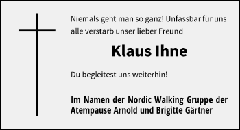 Todesanzeige von Klaus Ihne von Rheinische Post