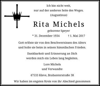 Todesanzeige von Rita Michels von Rheinische Post
