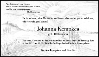 Todesanzeige von Johann Kempkes von Rheinische Post