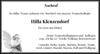 Todesanzeige von Hilla Klenzendorf von Rheinische Post