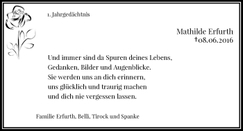 Todesanzeige von Mathilde Erfurth von Rheinische Post
